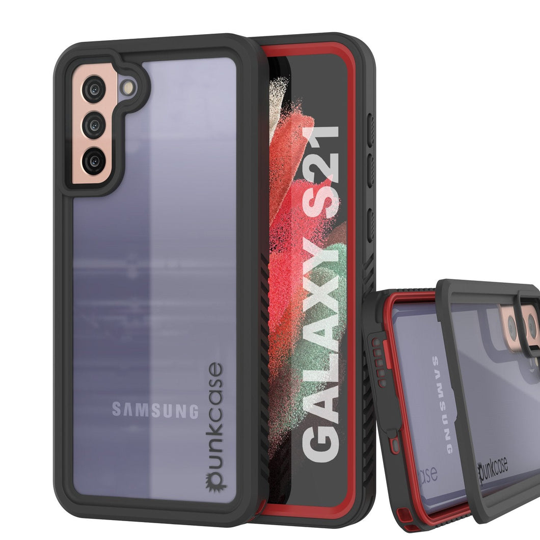 Galaxy S21 Water/Shock/Snowproof [Extreme Series] Slim Screen Protector Case [Red] (Color in image: Red)