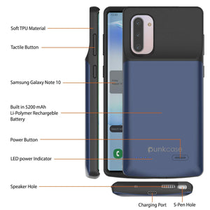 Galaxy Note 10 5200mAH Battery Charger W/ USB Port Slim Case [Blue] (Color in image: Black)