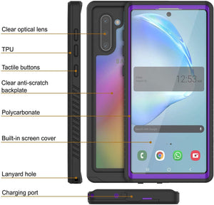 Galaxy Note 10 Case, Punkcase [Extreme Series] Armor Cover W/ Built In Screen Protector [Purple] (Color in image: Black)