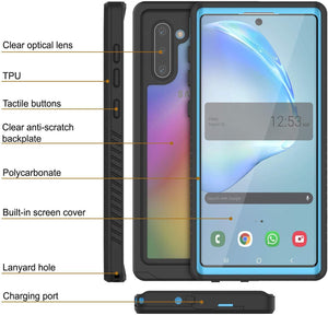 Galaxy Note 10 Case, Punkcase [Extreme Series] Armor Cover W/ Built In Screen Protector [Light Blue] (Color in image: Black)