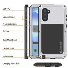 Load image into Gallery viewer, Galaxy Note 10  Case, PUNKcase Metallic White Shockproof  Slim Metal Armor Case [White] (Color in image: silver)
