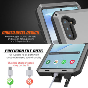Galaxy Note 10  Case, PUNKcase Metallic Silver Shockproof  Slim Metal Armor Case [Silver] (Color in image: black)