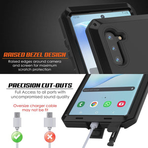 Galaxy Note 10 Case, PUNKcase Metallic Black Shockproof  Slim Metal Armor Case [Black] (Color in image: silver)