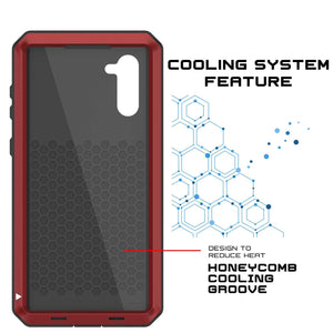 Galaxy Note 10  Case, PUNKcase Metallic Red Shockproof  Slim Metal Armor Case [Red] (Color in image: neon)