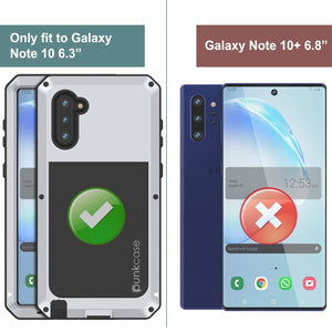 Galaxy Note 10  Case, PUNKcase Metallic White Shockproof  Slim Metal Armor Case [White] 