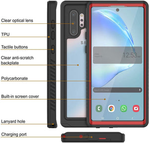 Galaxy Note 10+ Plus Case, Punkcase [Extreme Series] Armor Cover W/ Built In Screen Protector [Red] (Color in image: White)
