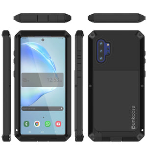 Galaxy Note 10+ Plus Case, PUNKcase Metallic Black Shockproof  Slim Metal Armor Case [Black] 