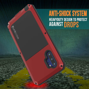 Galaxy Note 10+ Plus  Case, PUNKcase Metallic Red Shockproof  Slim Metal Armor Case [Red] (Color in image: white)
