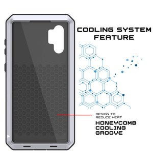 Galaxy Note 10+ Plus  Case, PUNKcase Metallic White Shockproof  Slim Metal Armor Case [White] (Color in image: red)