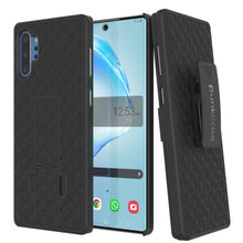 Cargar imagen en el visor de la galería, PunkCase Galaxy Note 10+ Plus Case with Screen Protector, Holster Belt Clip &amp; Built-in Kickstand [Black] (Color in image: Black)
