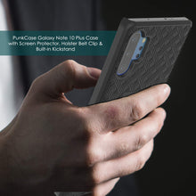 Cargar imagen en el visor de la galería, PunkCase Galaxy Note 10+ Plus Case with Screen Protector, Holster Belt Clip &amp; Built-in Kickstand [Black] 
