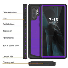 Cargar imagen en el visor de la galería, Galaxy Note 10+ Plus Waterproof Case, Punkcase Studstar Purple Series Thin Armor Cover (Color in image: clear)
