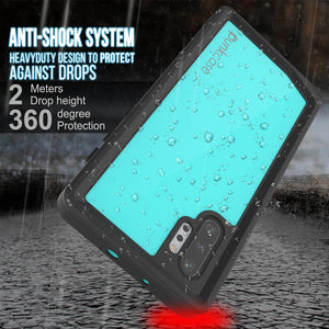 Galaxy Note 10+ Plus Waterproof Case, Punkcase Studstar Series Teal Thin Armor Cover (Color in image: light blue)