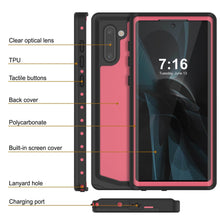 Cargar imagen en el visor de la galería, Galaxy Note 10 Waterproof Case, Punkcase Studstar Pink Thin Armor Cover (Color in image: clear)
