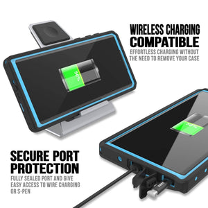 Galaxy Note 10 Waterproof Case, Punkcase Studstar Light Blue Thin Armor Cover (Color in image: black)