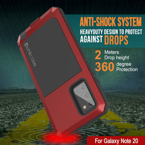 Galaxy Note 20  Case, PUNKcase Metallic Red Shockproof  Slim Metal Armor Case [Red] (Color in image: silver)