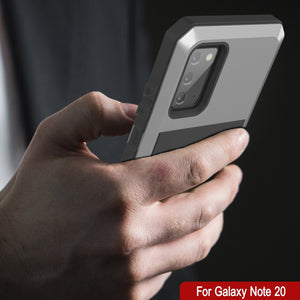 Galaxy Note 20  Case, PUNKcase Metallic Silver Shockproof  Slim Metal Armor Case [Silver] (Color in image: red)