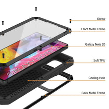 Cargar imagen en el visor de la galería, Galaxy Note 20 Ultra Case, PUNKcase Metallic Black Shockproof  Slim Metal Armor Case [Black] (Color in image: neon)
