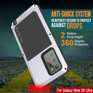 Galaxy Note 20 Ultra  Case, PUNKcase Metallic White Shockproof  Slim Metal Armor Case [White] (Color in image: silver)
