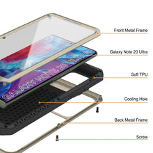 Cargar imagen en el visor de la galería, Galaxy Note 20 Ultra  Case, PUNKcase Metallic Gold Shockproof  Slim Metal Armor Case [Gold] (Color in image: neon)
