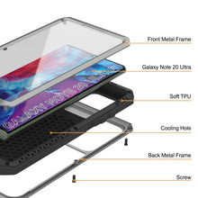 Cargar imagen en el visor de la galería, Galaxy Note 20 Ultra  Case, PUNKcase Metallic Silver Shockproof  Slim Metal Armor Case [Silver] (Color in image: neon)

