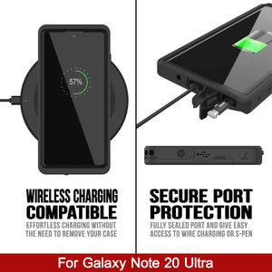 Galaxy Note 20 Ultra Waterproof Case, Punkcase Studstar Light Blue Thin Armor Cover (Color in image: white)