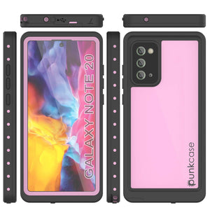 Galaxy Note 20 Waterproof Case, Punkcase Studstar Pink Thin Armor Cover (Color in image: red)