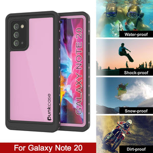 Galaxy Note 20 Waterproof Case, Punkcase Studstar Pink Thin Armor Cover (Color in image: light blue)