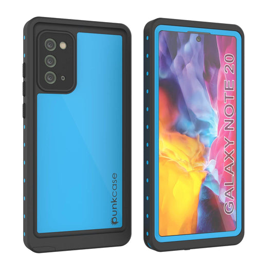 Galaxy Note 20 Waterproof Case, Punkcase Studstar Light Blue Thin Armor Cover (Color in image: light blue)