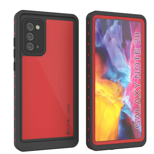 Galaxy Note 20 Waterproof Case, Punkcase Studstar Red Series Thin Armor Cover (Color in image: red)