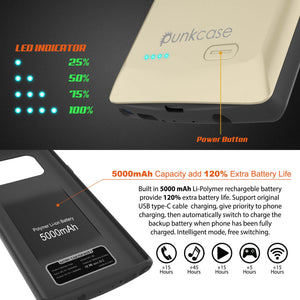 Galaxy Note 9 5000mAH Battery Charger W/ USB Port Slim Case [Gold] 