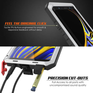 Galaxy Note 9  Case, PUNKcase Metallic White Shockproof  Slim Metal Armor Case [White] (Color in image: black)