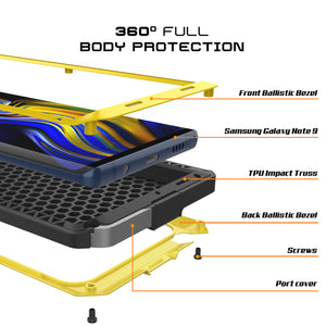 Galaxy Note 9  Case, PUNKcase Metallic Neon Shockproof  Slim Metal Armor Case [Neon] (Color in image: gold)