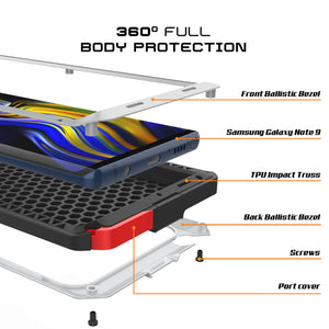 Galaxy Note 9  Case, PUNKcase Metallic White Shockproof  Slim Metal Armor Case [White] (Color in image: gold)