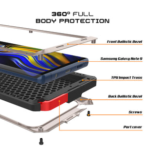 Galaxy Note 9  Case, PUNKcase Metallic Gold Shockproof  Slim Metal Armor Case [Gold] (Color in image: white)
