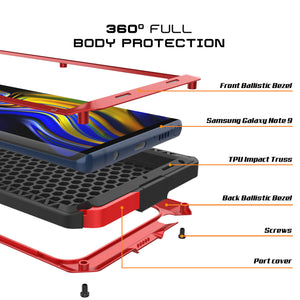 Galaxy Note 9  Case, PUNKcase Metallic Red Shockproof  Slim Metal Armor Case [Red] (Color in image: gold)