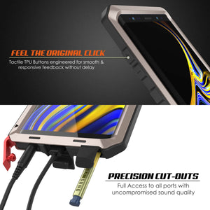 Galaxy Note 9  Case, PUNKcase Metallic Gold Shockproof  Slim Metal Armor Case [Gold] (Color in image: black)