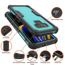 Cargar imagen en el visor de la galería, Punkcase Galaxy Note 9 Waterproof Case [Navy Seal Extreme Series] Armor Cover W/ Built In Screen Protector [Teal] (Color in image: Black)
