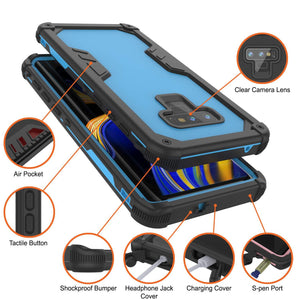 Punkcase Galaxy Note 9 Waterproof Case [Navy Seal Extreme Series] Armor Cover W/ Built In Screen Protector [Light Blue] (Color in image: Pink)