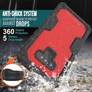 Punkcase Galaxy Note 9 Waterproof Case [Navy Seal Extreme Series] Armor Cover W/ Built In Screen Protector [Red] (Color in image: Black)