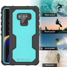 Cargar imagen en el visor de la galería, Punkcase Galaxy Note 9 Waterproof Case [Navy Seal Extreme Series] Armor Cover W/ Built In Screen Protector [Teal] (Color in image: Light Blue)
