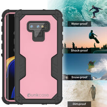 Cargar imagen en el visor de la galería, Punkcase Galaxy Note 9 Waterproof Case [Navy Seal Extreme Series] Armor Cover W/ Built In Screen Protector [Pink] (Color in image: Light Blue)
