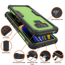 Cargar imagen en el visor de la galería, Punkcase Galaxy Note 9 Waterproof Case [Navy Seal Extreme Series] Armor Cover W/ Built In Screen Protector [Light Green] (Color in image: White)
