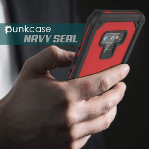 Punkcase Galaxy Note 9 Waterproof Case [Navy Seal Extreme Series] Armor Cover W/ Built In Screen Protector [Red] (Color in image: Light Blue)