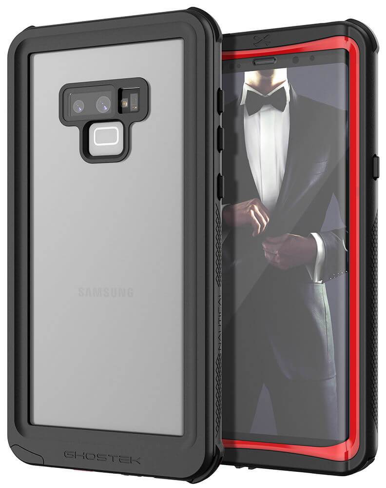Galaxy Note 9, Ghostek Nautical Waterproof Case Full Body TPU Cover [Shockproof] | Red (Color in image: Black)