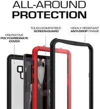 Cargar imagen en el visor de la galería, Galaxy Note 9, Ghostek Nautical Waterproof Case Full Body TPU Cover [Shockproof] | Red 
