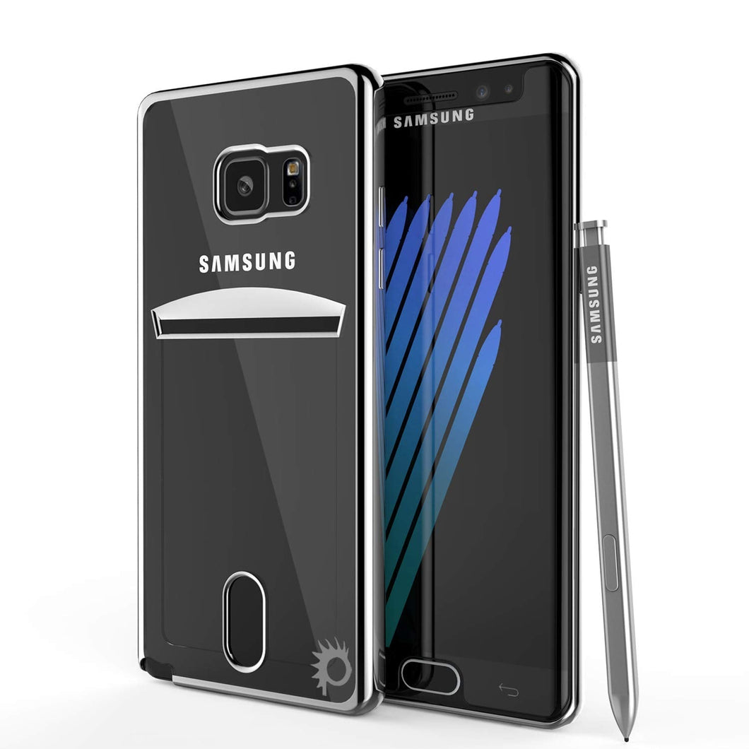 Funda Galaxy Note FE, PUNKCASE® LUCID Silver Series | Ranura para tarjetas | Protector de pantalla SHIELD | Ajuste ultra.