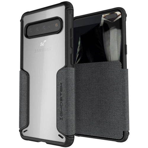 EXEC 3 for Galaxy S10 5G Leather Flip Wallet Case [Grey] (Color in image: Grey)