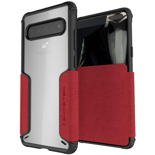 EXEC 3 for Galaxy S10 5G Leather Flip Wallet Case [Red] (Color in image: Red)