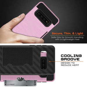 Galaxy S10 Case, PUNKcase [SLOT Series] [Slim Fit] Dual-Layer Armor Cover w/Integrated Anti-Shock System, Credit Card Slot [Pink] (Color in image: Gold)
